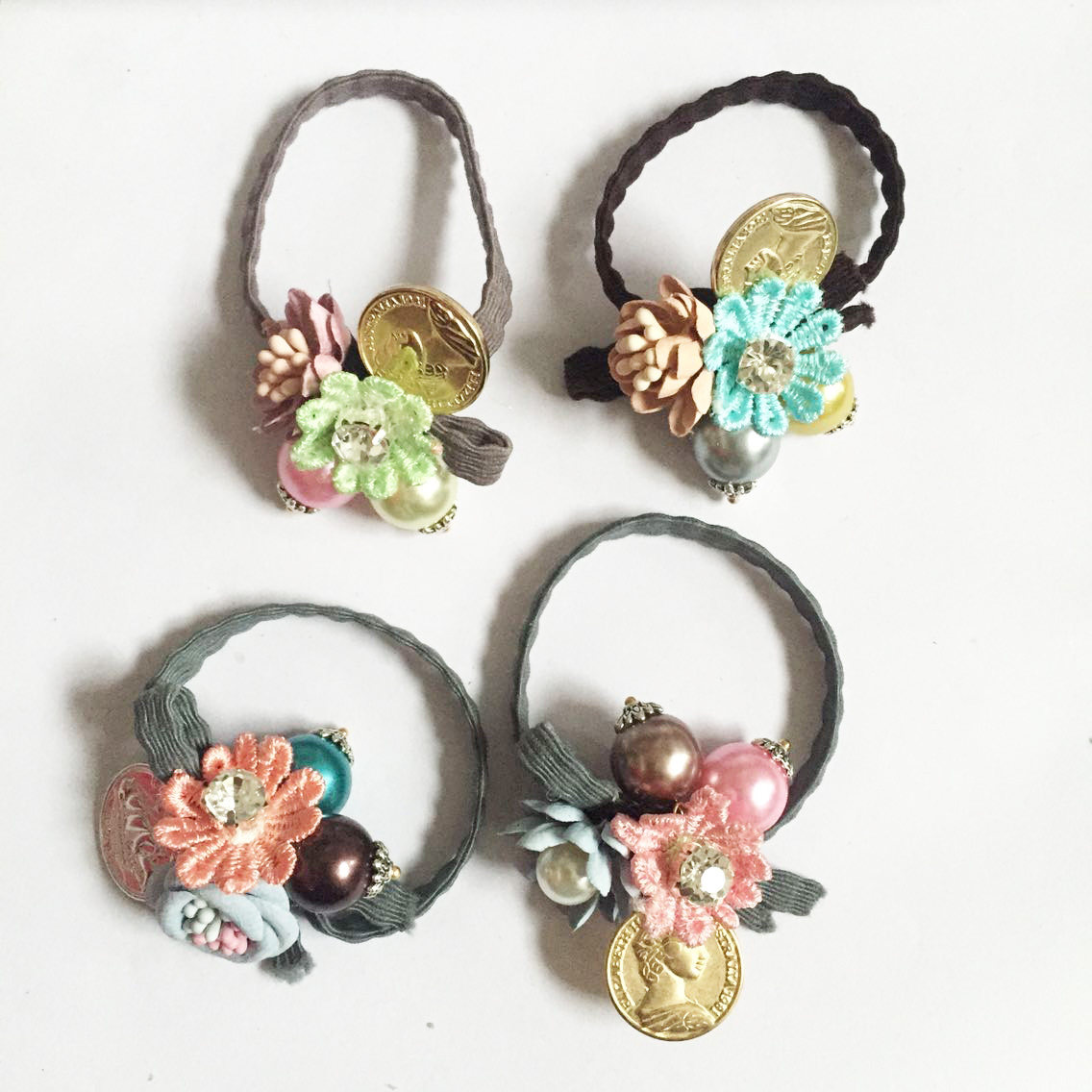 diy发饰手工自制珍珠立体花头绳小香风头绳淑女扎头发皮筋材料包