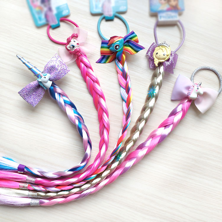 冰雪公主炫彩色小马独角兽假发