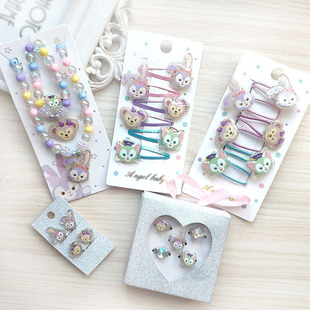 2021年小女孩星带露项链兔子头绳发夹发饰儿童头饰品宝宝耳夹戒指