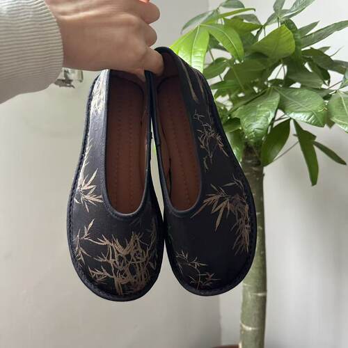 醋酸春秋新款千层底布鞋休闲养脚一脚蹬单鞋新中式民族风女鞋