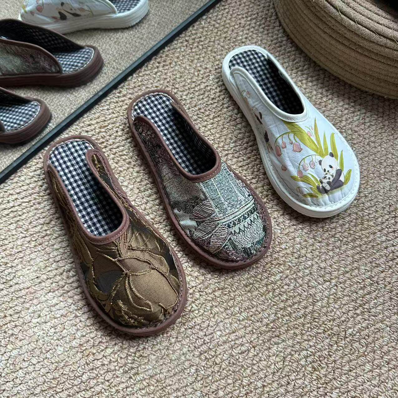 老北京布鞋春夏拖鞋纯手工千层底布鞋女防滑软底半托