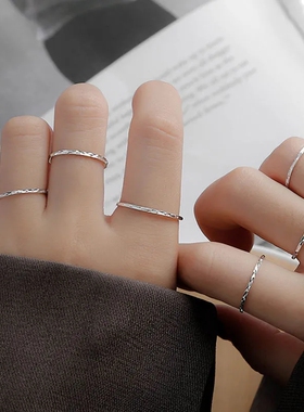 满天星s925银戒指日韩光面关节戒