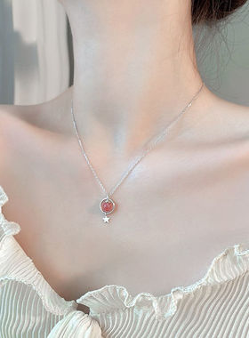 草莓晶森系月光石学生韩版锁骨链