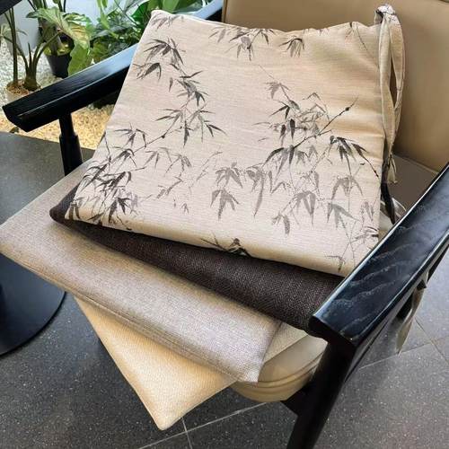 日式简约纯色亚麻榻榻米坐垫办公室椅垫透气防滑海绵餐椅垫可拆洗