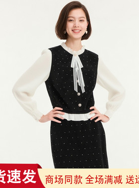 珂莱商场同款25秋冬季新款亮片白色小香风羊毛短外套女 KB00637V1