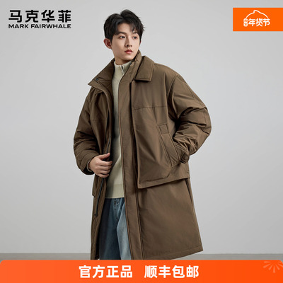 马克华菲中长款轻奢翻领羽绒服男