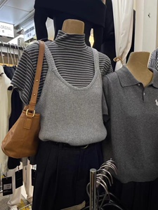 Leaves短款U领外搭吊带针织背心女秋冬季新款ins风叠穿马甲上衣薄