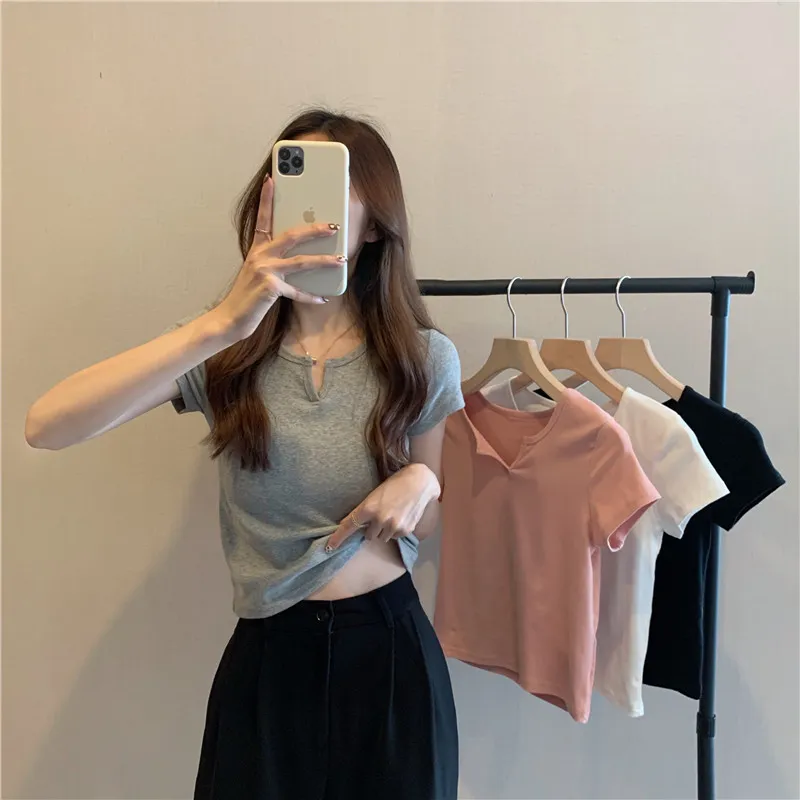 短款女夏季设计感修身露脐辣妹女装T恤短袖上衣2024新款衣服