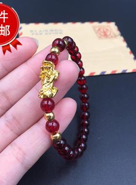 单圈酒红石榴石保色金