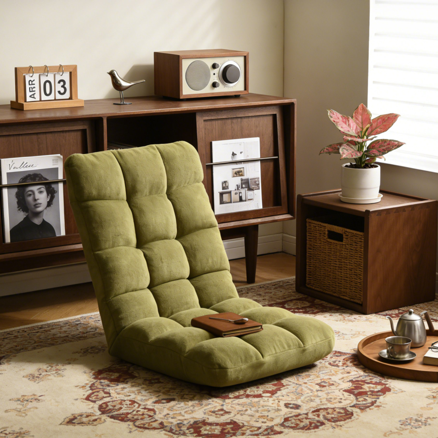 榻榻米座椅躺椅客厅阳台飘窗懒人沙发可折叠小椅子床上靠背椅