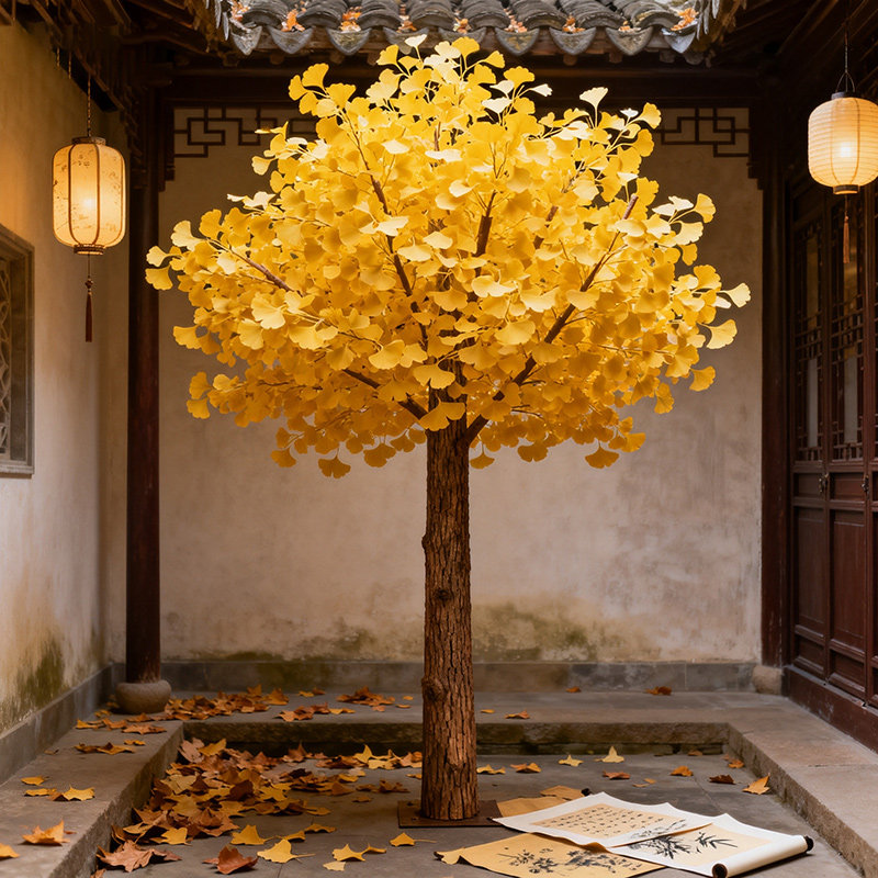 精品仿真银杏树大型假树金色景观植物造景景区装饰落地橱窗摆件