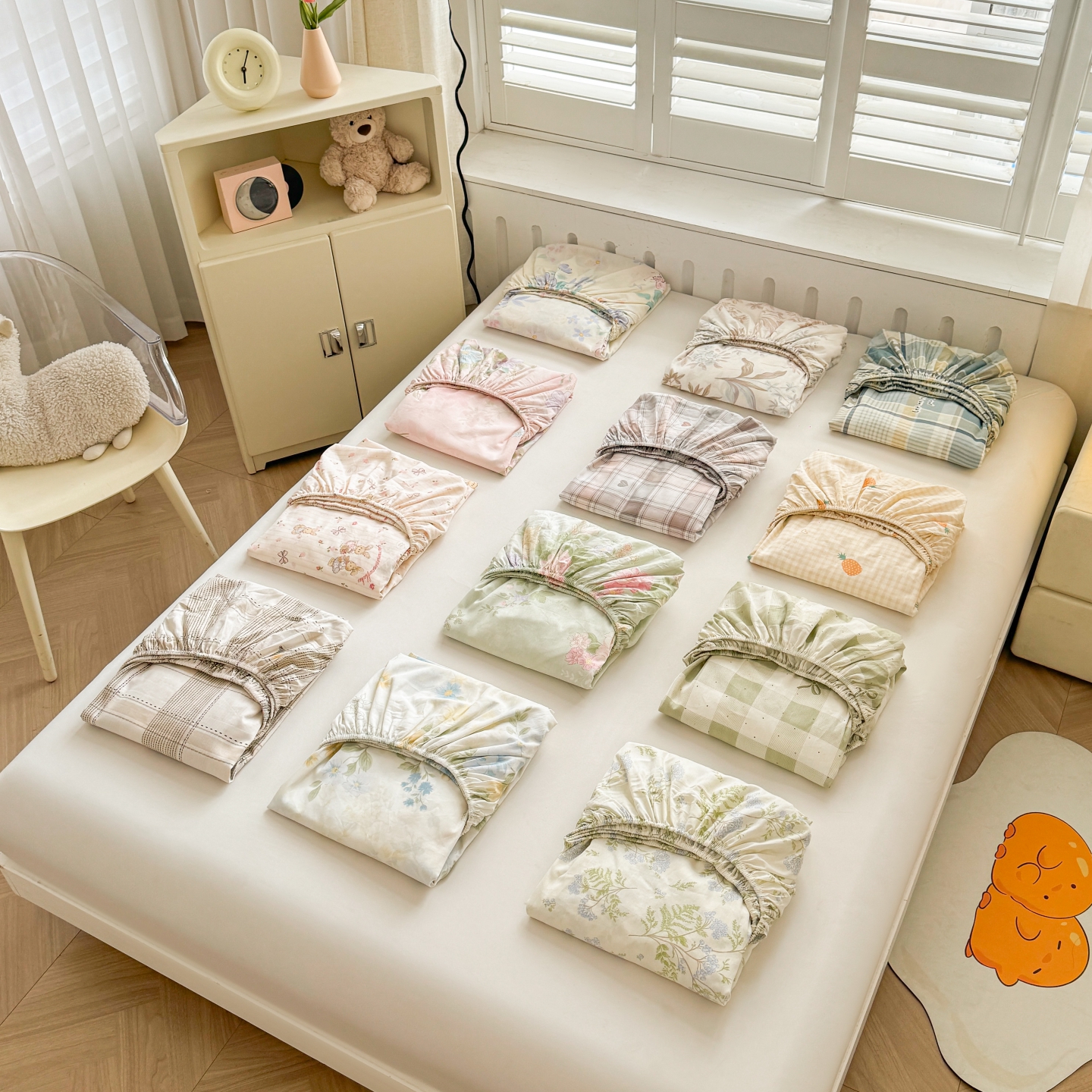 定做全棉碎花格子床笠床套榻榻米床包1.35x1.5x1.9床罩1.8x2x2.2m