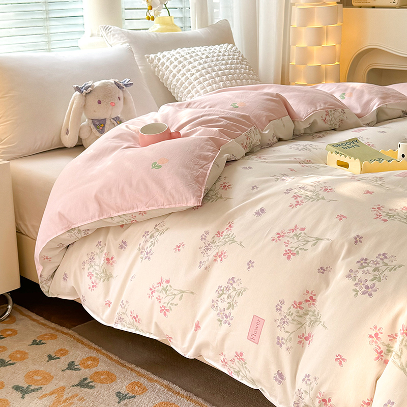 全纯棉被套被罩粉色女生单双人被单150x200x230cm180x220x240cm