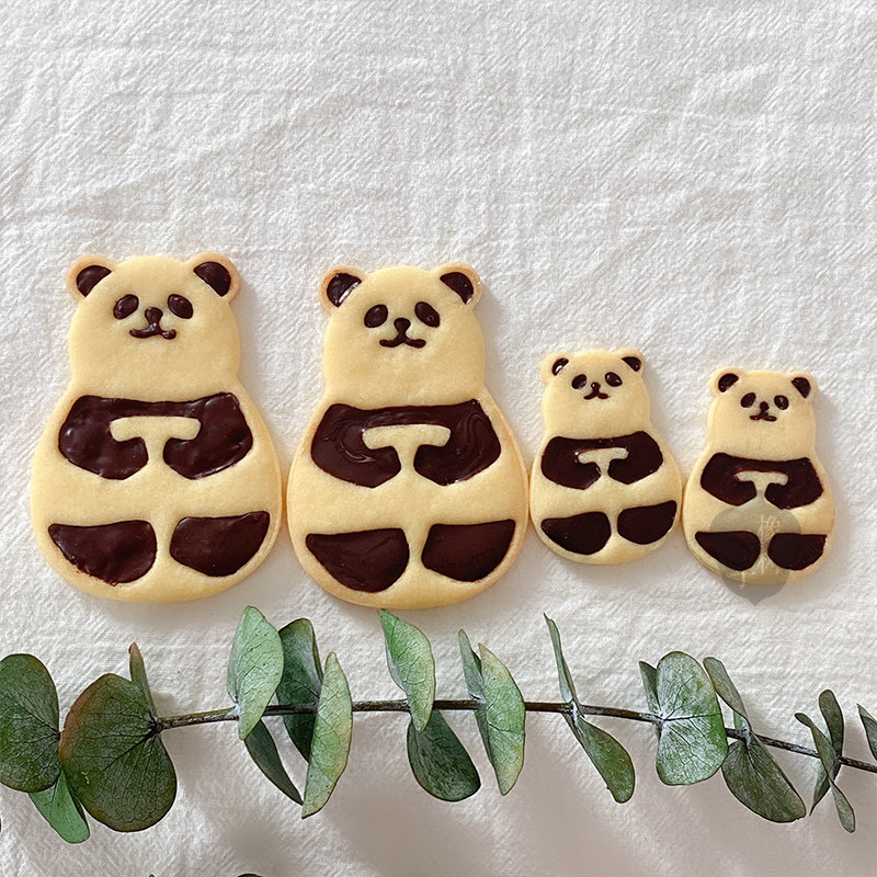 创意熊猫饼干模3d打印正面背面多造型设计家用烘焙工具饼皮手压模