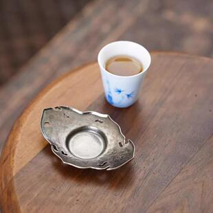 合金日式做旧杯托茶托茶道配件茶杯垫功夫茶具零配复古中式茶杯托