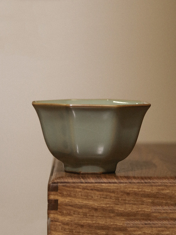 谢小金官窑汝窑主人杯品茶杯品茗杯茶杯子粉青功夫茶具汝瓷个人杯