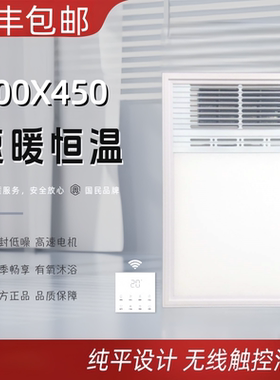 300X450集成吊顶风暖浴霸开孔30X45卫生间铝扣板多功能LED暖风机