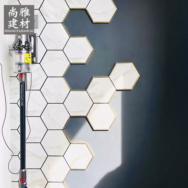 爵士白六角砖瓷砖六角形地砖厨房阳台卫生间仿古砖北欧仿石纹墙砖