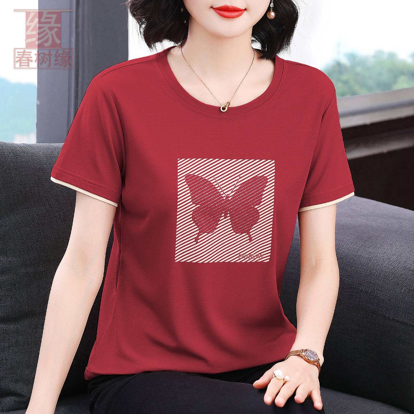 春树缘正品纯棉短袖T恤女夏季