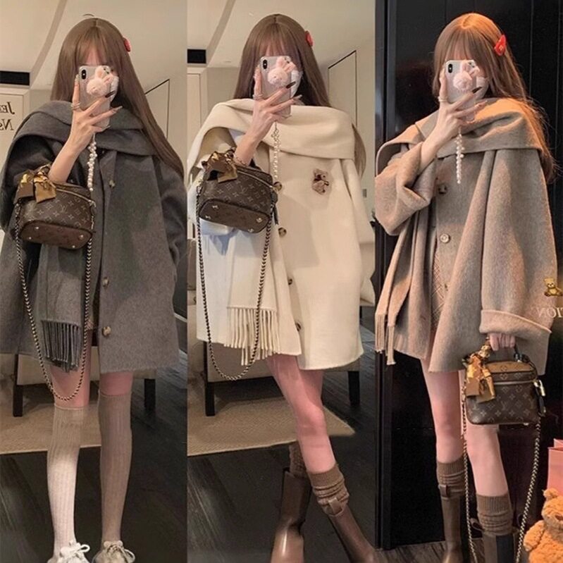 大衣女秋冬2025新款法式感赫毛呢外套