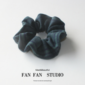 原创百搭格子发饰发绳韩式 大肠发圈文艺森女头饰品扎头发布艺头花