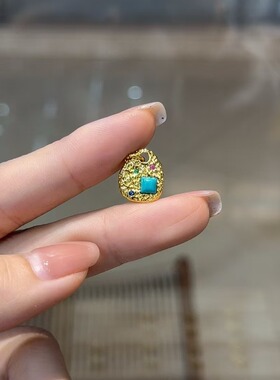 新品铜镶嵌菱镁矿吊牌配件diy手链手串手持配饰挂件饰品