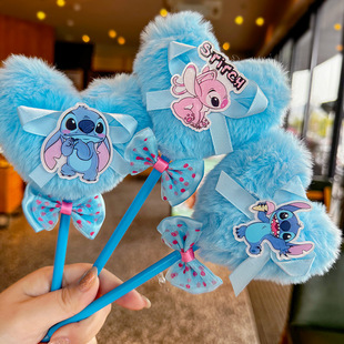 创意甜系蝴蝶结爱心毛球圆珠笔卡通外星小狗造型毛绒球礼物签字笔