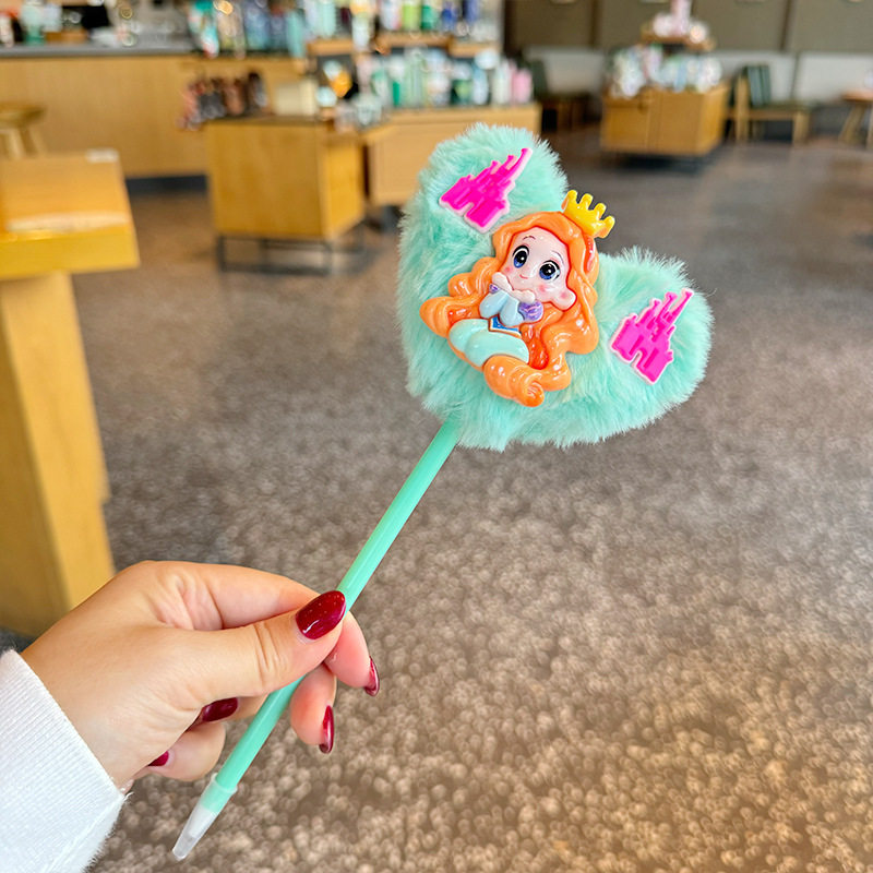 도파민 귀여운 공주 사랑 모피 공 볼펜 창조적 인 달콤한 귀여운 소녀 부드러운 귀여운 애니메이션 색상의 한국어 버전