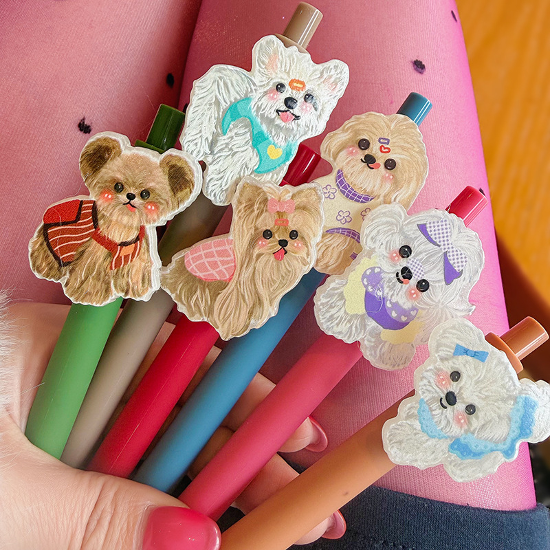新款可爱卡通多色小动物可爱儿童学生按动笔韩版可爱小狗圆珠笔