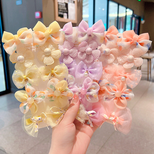 夏季儿童蝴蝶结碎发夹可爱宝宝侧边夹子小女孩不伤发花朵发卡发饰
