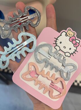 韩系甜酷鱼骨辣妹bbBB新款侧边刘海卡通小众ins发夹发饰