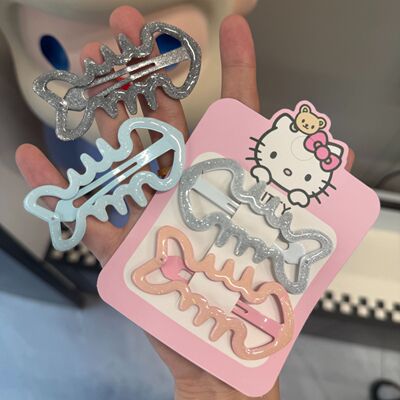 韩系甜酷鱼骨辣妹bbBB新款侧边刘海卡通小众ins发夹发饰