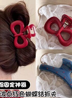 蓝色波点红色蝴蝶结抓夹