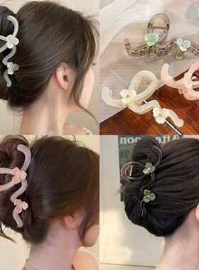 玉兰花朵抓夹大号发夹女2025新款后脑勺发量多鲨鱼夹头发夹子头饰