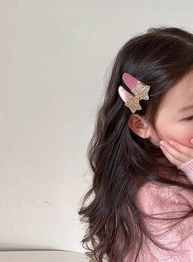 韩国闪粉星星丝绒儿童发夹女童BB夹宝宝发卡婴幼儿刘海夹发饰头饰