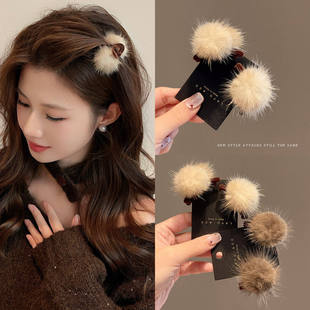 毛绒抓夹女2026新款头发夹子小号发夹秋冬刘海夹前额侧边发卡头饰