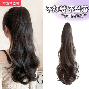 瀑布高马尾半扎假发抓夹麻花长辫子发饰仿真发马尾新中式假发夹子