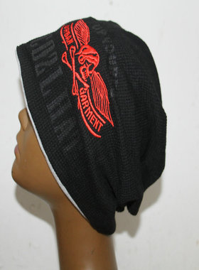 帽子大王Mx521韩版日系刺绣骷髅头大头双面戴针织男女冬帽V7外贸