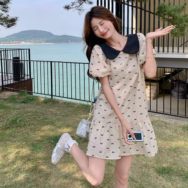 【现货】，蝴蝶结印花连衣裙2B203-6636-P105-K158，女装连衣裙，淑塔可可