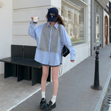 26春季新款宽松上衣拼接衬衫151-1621-P145-K228，女装衬衫，淑塔可可