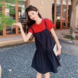 夏季新款仿牛仔吊带裙+T恤两件套2B203-1650-P150-K238，女装连衣裙，淑塔可可