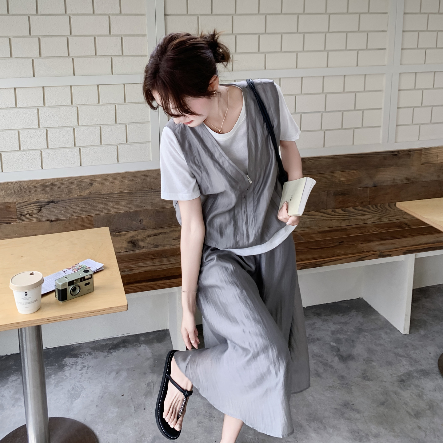 【现货】新款天丝假两件上衣+半裙两件套2B203-1638-P175-K278，女装套装/套裙，淑塔可可