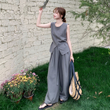 现货，无袖上衣阔腿裤清凉套装2B203-1553-P155-K228，女装套装/套裙，淑塔可可