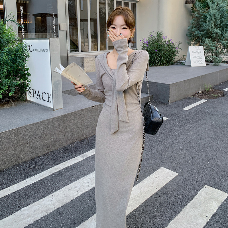 【现货】修身披肩领连衣裙可单穿可打底151-6692-P110-K168,女装连衣裙,淑塔可可