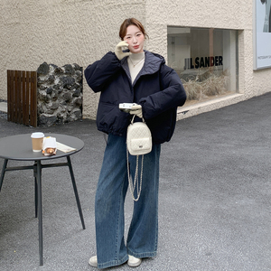 【新款】90白鸭绒格子拼接连帽羽绒服151-1599-P315-K478图片