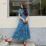 现货，V领碎花连衣裙2B203-1558-P135-K198，女装连衣裙，淑塔可可