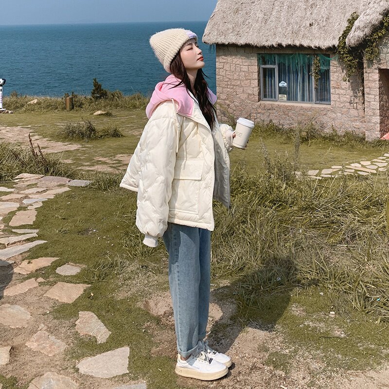 【新款现货】四码、小个子菱格撞色连帽羽绒服151-1288-P205-K298图片