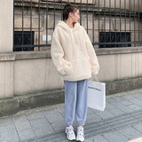 现货，皮毛一体羊羔毛加厚毛毛卫衣151-3372，女装卫衣/绒衫，淑塔可可