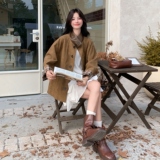 【现货】绒感皮皮衣两面穿立领格子外套151-1579-P200-K298，女装皮衣，淑塔可可