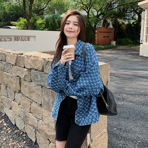 设计感印花牛仔外套女早秋季新款韩版宽松时尚小个子减龄休闲上衣图片